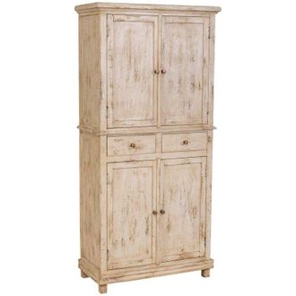 Wanderlust Deco Armario De Madera Artesanal Beige 85x40x180h Cm