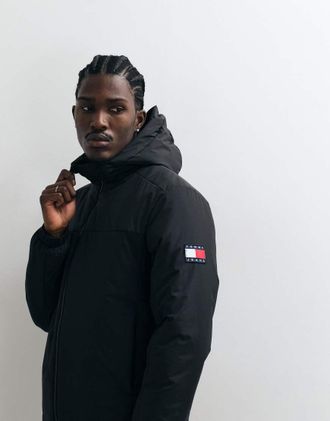 Tommy Jeans Giacca imbottita nera in poliestere-Nero