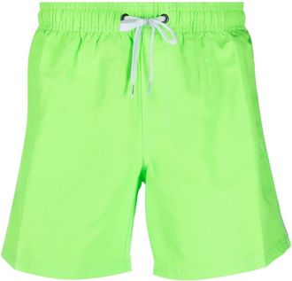 Sundek logo-patch striped swim shorts - men - Polyester/Polyester - M - Green