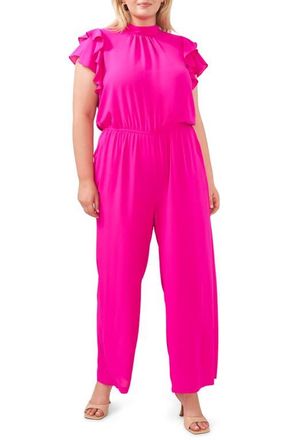 1.State Flutter Sleeve Jumpsuit in Fiercely Fuchsia at Nordstrom, Size 1X