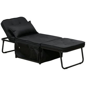 HOMCOM Folding Sleeper Chair Bed With Pillow And Side Pockets - Black | TJ Hughes