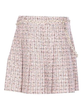 Self Portrait Pleated Mini Skirt With Textured Fabric