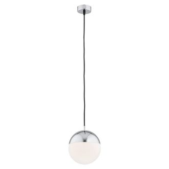 Netlighting Livia 20cm Globe Pendant Ceiling Light Opal Matt Chrome IP44 in Silver