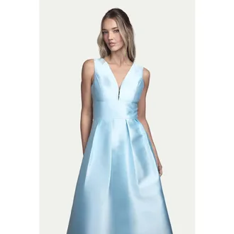 Coast Structured Twill Midi Bridesmaid Dress in Pale Blue at Nordstrom, Size 14