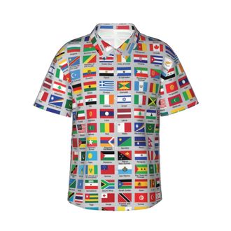 Generic Mens Button Down Casual Shirts Flags of The World Classic Hawaiian Short Sleeve Beach Shirt with Pocket