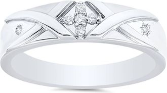 Pompeii3 Mens Diamond Cross Ring 14K White Gold