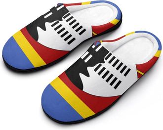 Generic Flag of Eswatini Slippers Men Winter Warm Cotton Anti-Slip Indoor Slip-Ons House Shoes