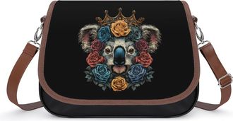 Generic Funny Koala with Garland Crossbody Bags for Women Leather Tote Bag Travel Purse Shoulder Bag for Work Shopping