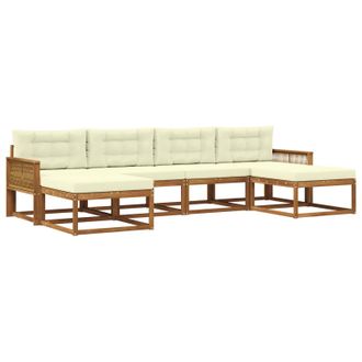 vidaXL Conjunto De Sof&aacute;s De Exterior Con Coj&iacute;n 6 Pcs Natural Y Crema Vidaxl