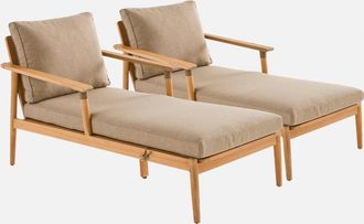 Sweeek Tumbona De Madera De Acacia Y Cuerda, Set De 2