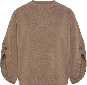Seventy Poncho van kasjmiermix - Dames - Ronde hals truien - Bruin - L - Kasjmier - Truien & Vesten