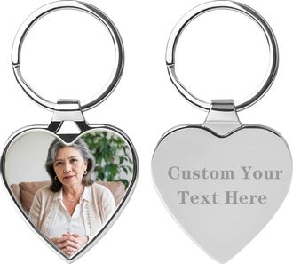 Generic Customised Mothers Day Gifts Double Sided Custom Heart Keyrings with Picture Personalised Engraving Text Photo Keychain Gifts for Mom From Daughter So
