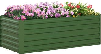 OUTSUNNY Galvanised Steel Outdoor Raised Bed w/ Reinforced Rods Green