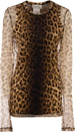 Sportmax Natural Animal Print Round Neck Top