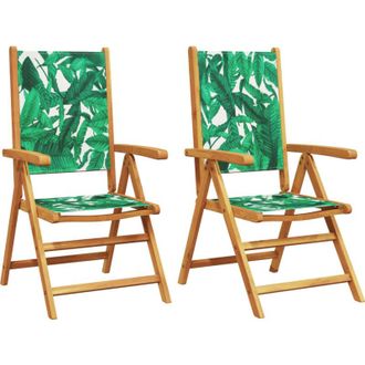 vidaXL Vidaxl - Sillas De Jard&iacute;n 2 Uds Madera Acacia Y Tela Estampado De Hojas