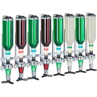 Relaxdays Relaxdays Spillatore da Parete, Bar Butler per 8 Bottiglie, Dosatore Professionale da 3 cl, HLP 73x36x11 cm, Argento