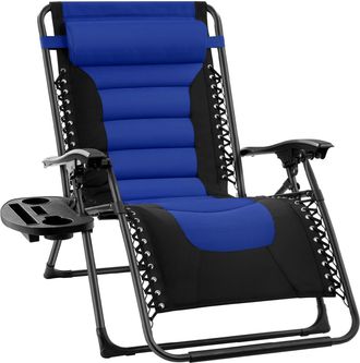 Best Choice Products Oversized Padded Zero Gravity Chair, Folding Outdoor Patio Recliner w/ Side Tray