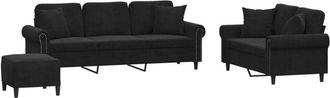 vidaXL Vidaxl - Juego De Sof&aacute;s Con Cojines 3 Piezas Terciopelo Negro