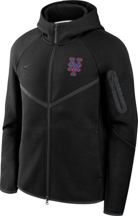 Nike New York Mets Tech Fleece Windrunner Nike Mens MLB Full-Zip Hooded Jacket in Black | 05L4912ZNME-6DU