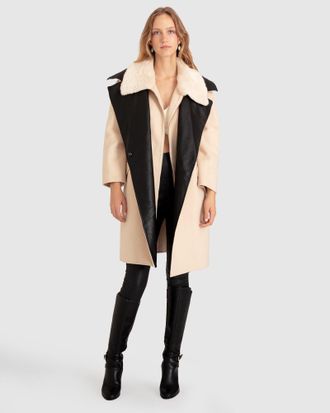Belle & Bloom Watch Me Go Oversized Leather Trimmed Coat