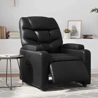 vidaXL Sill&oacute;n Reclinable El&eacute;ctrico De Cuero Sint&eacute;tico Negro Vidaxl