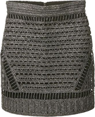 Maje Metallic lurex mini-rok - Zilver