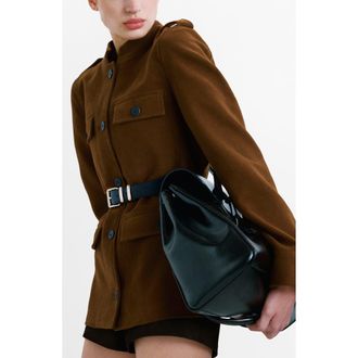 Mango Stand Collar Jacket in Tobacco Brown at Nordstrom, Size X-Large