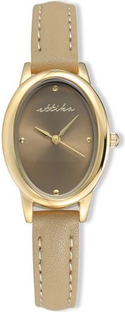 Ettika Oval Leather Strap Watch in Shiitake at Nordstrom Rack