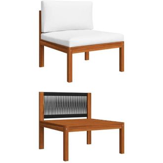 vidaXL Sofá de jardín con cojines de madera de acacia y cuerda Vidaxl