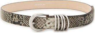 D&eacute;hanche Hollyhock Snake-effect Leather Belt - White - S
