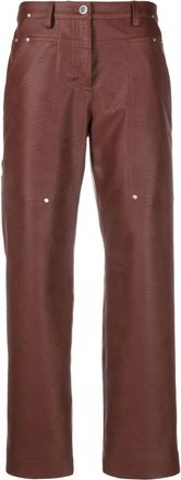 Stella McCartney straight-leg faux-leather trousers - women - Polyester/Polyurethane/Viscose - 36 - Brown