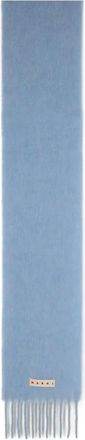 Marni Sciarpa con frange e applicazione logo - Blu