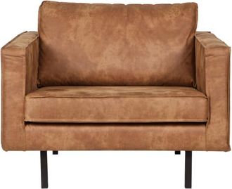 Woood Fauteuil en cuir recycl&eacute; cognac