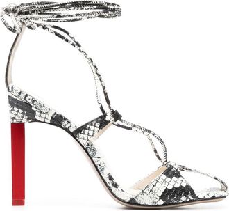 The Attico Adele 105mm snakeskin-print sandals - women - Goat Skin/Calf Leather/Calf Leather - 38.5 - Black