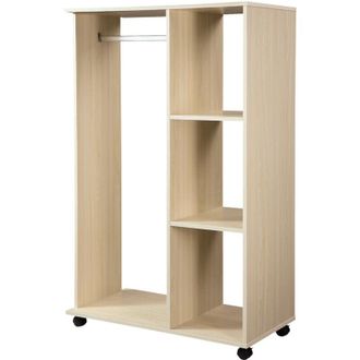 HOMCOM Homcom - Stand appendiabiti con 3 Ripiani 4 Ruote Guardaroba per Vestiti in Legno