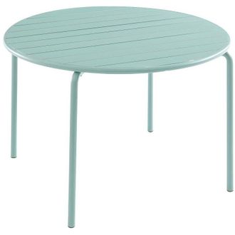 Vente-Unique Tavolo tondo da giardino MIRMANDE in metallo - D.110 cm - Verde acqua