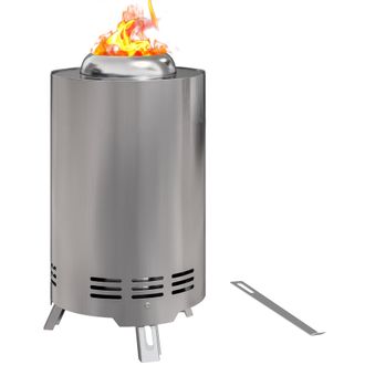 OUTSUNNY Stainless Steel Smokeless Wood Burning Firepit Garden Fire Pit - Silver | TJ Hughes