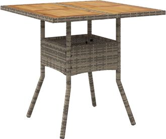 vidaXL Mesa De Jard&iacute;n Superficie De Madera Rat&aacute;n Pe Gris 80x80x75 Cm Vidaxl