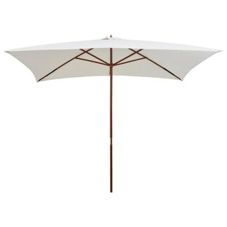 Berkfield Home Parasol 200x300 cm Wooden Pole Cream White