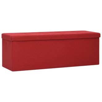 vidaXL Vidaxl - Banco De Almacenamiento Plegable Lino Sint&eacute;tico Rojo Vino Tinto