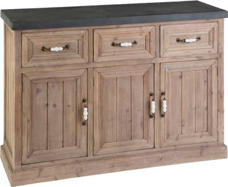 Premier Housewares Wooden Sideboard, Mid Century Modern Sideboard, Solid Wood Sideboard, Three Drawer and Three Door Sideboard