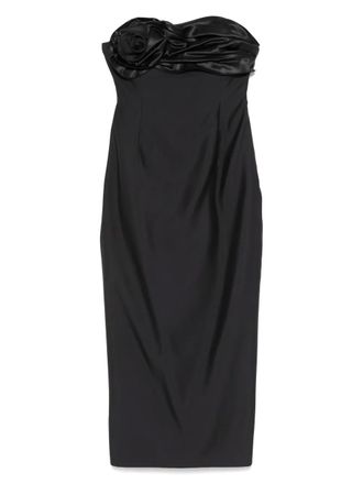 Magda Butrym strapless ruched midi dress - women - Wool/Silk/Silk - 36 - Black