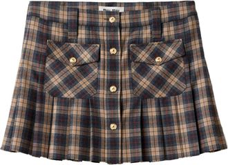 Miu Miu Minigonna a pieghe tartan - Marrone
