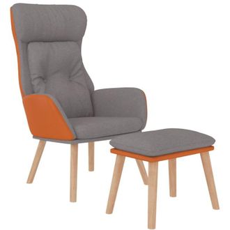 vidaXL Sill&oacute;n De Relax Con Taburete Tela Y Cuero Sint&eacute;tico Gris Claro Vidaxl
