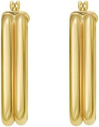 Tresorra 14K Yellow Gold Double Row Paperclip Hoop Earrings