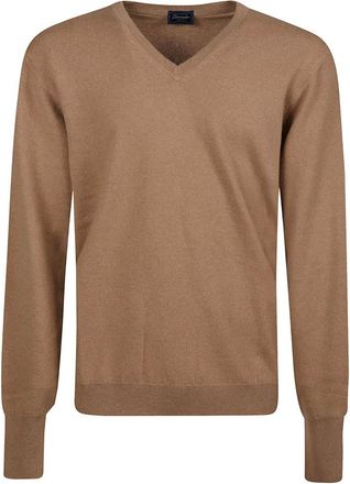 Drumohr Jersey de Cachemira con Cuello en V - Knitwear - Hombre - Beige - XL