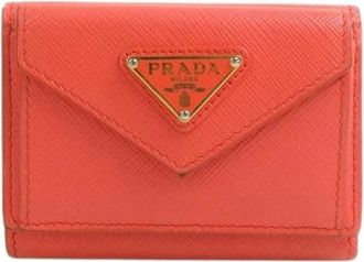 Prada Pre-owned Wallets, female, Orange, Size: ONE SIZE Pre-owned Tri-fold Wallet