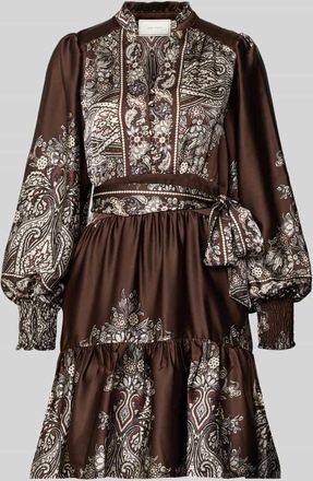 Neo Noir Neo Noir Knielanges Kleid mit V-Ausschnitt Modell MALFIDA in Dunkelbraun, Gr&ouml;&szlig;e 34