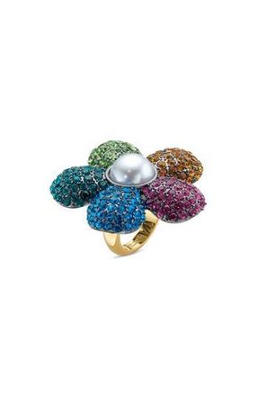 Kurt Geiger Pav&eacute; Crystal & Faux Pearl Flower Cocktail Ring in Rainbow Multi at Nordstrom Rack, Size 8