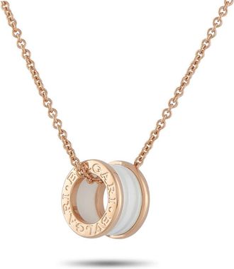 Bulgari Pre-Owned Bvlgari B.zero1 18K Rose Gold White Ceramic Necklace BV02 031326